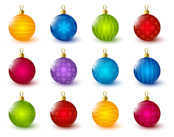 σύνολο των Χριστουγέννων μπάλες χρώμα - Διάνυσμα, εικόνα