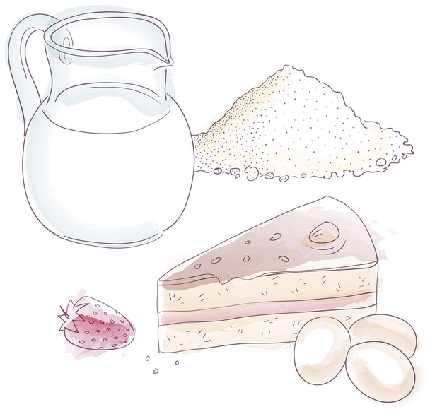 Ingredients for cake bakery - Vector, Image