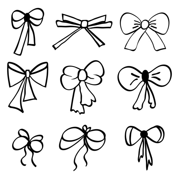 Set of hand-drawn bows. - Vektör, Görsel
