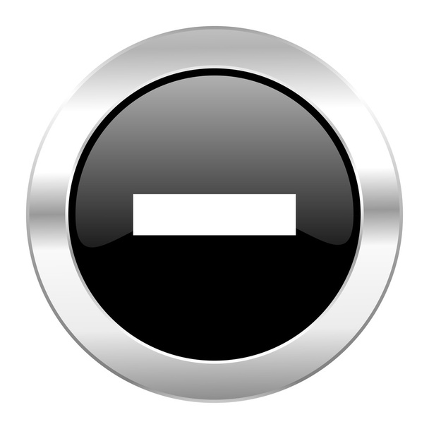 minus black circle glossy chrome icon isolated - Foto, Imagem