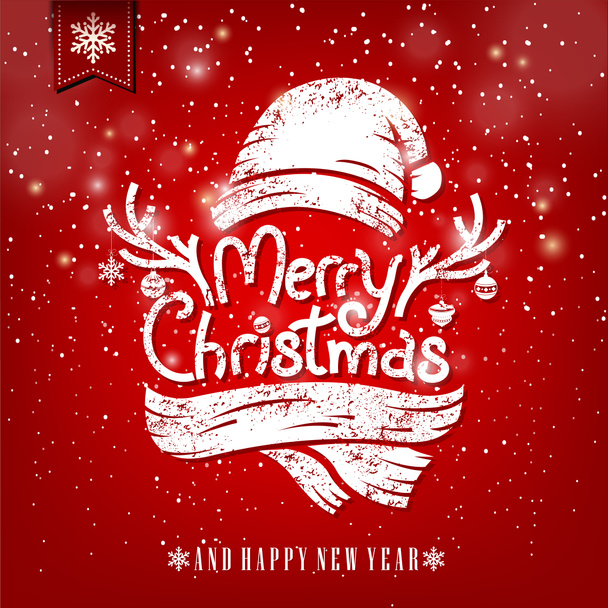 Christmas Greeting Card With Chalk. Merry Christmas lettering illustration - Photo, Image