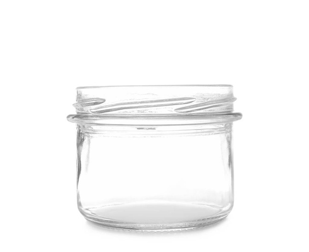 Beyaz arkaplanda boş cam kavanoz - Fotoğraf, Görsel
