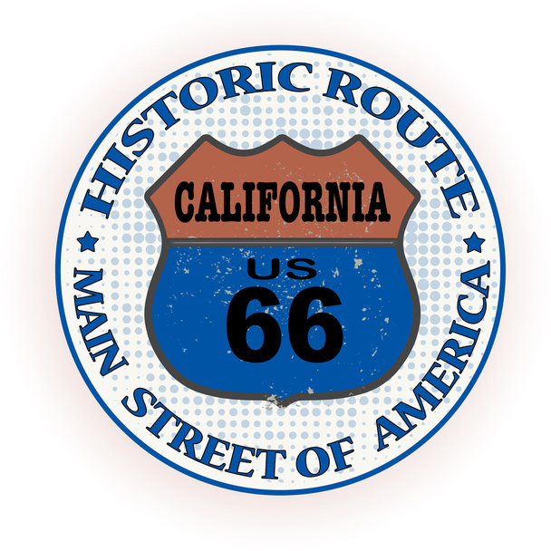 historic route california stamp - Vector, Image