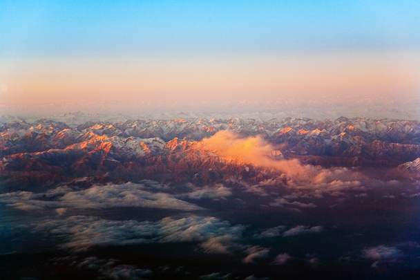 Beautiful view from the aircraft to the mountains in Tashkent, c - Φωτογραφία, εικόνα