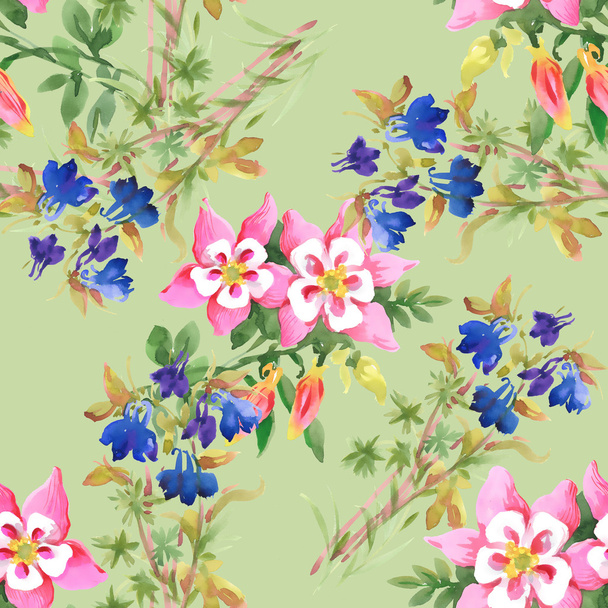 Watercolor floral seamless pattern - Zdjęcie, obraz
