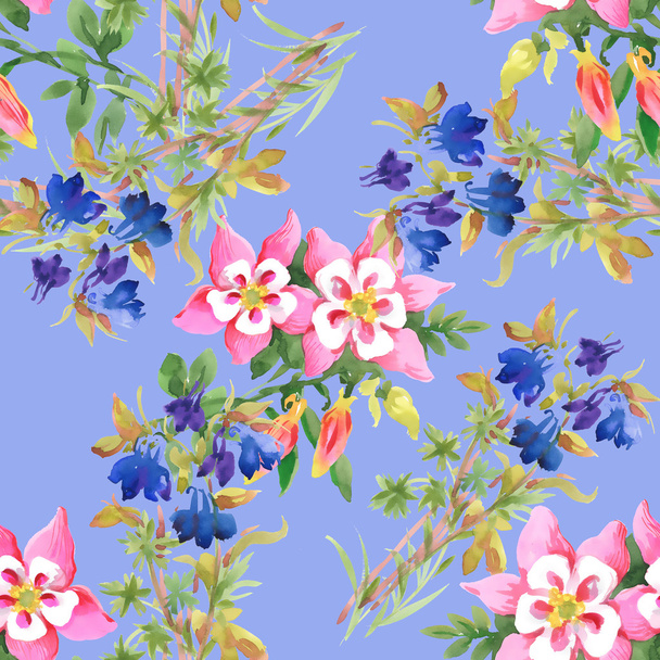 Watercolor floral seamless pattern - Zdjęcie, obraz