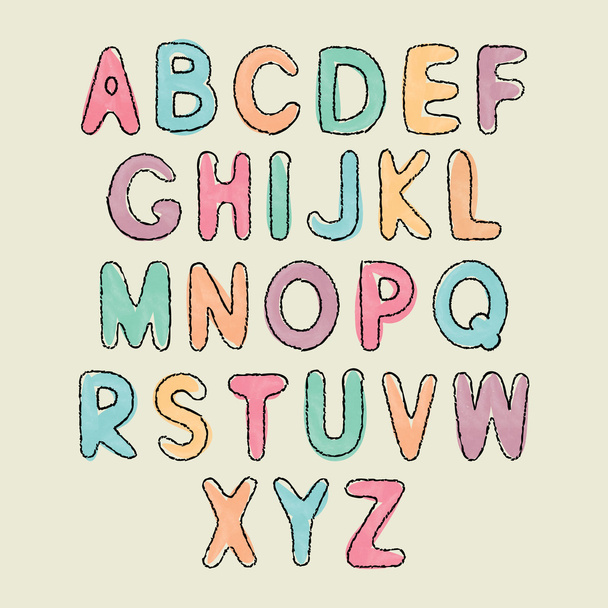 Watercolor alphabet. - Vector, afbeelding