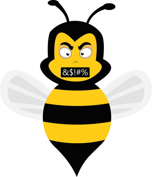 Векторна ілюстрація мультяшної бджоли з виразом гніву і образів
 - Вектор, зображення