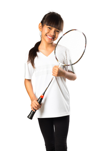 Little asian girls with badminton - 写真・画像