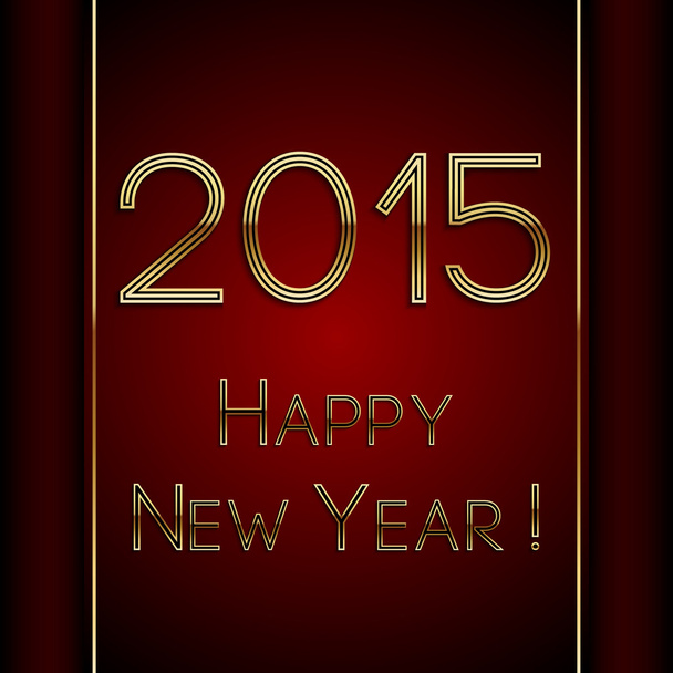 Rectángulo vectorial saludo rojo año nuevo 2015 postal con letras doradas
 - Vector, Imagen