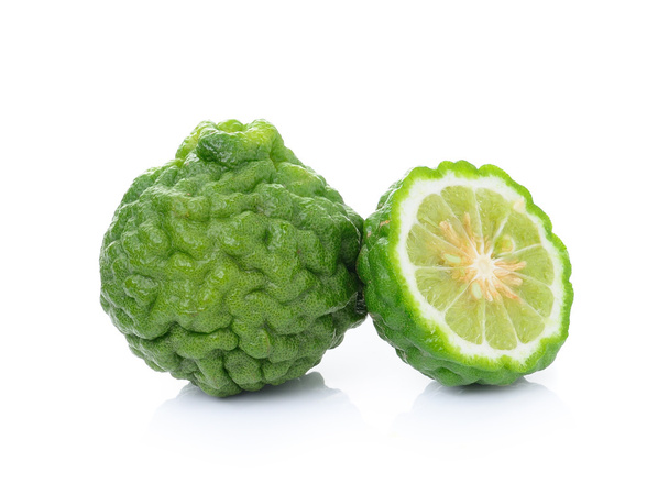  kaffir Lime or Bergamot fruit on white background. - Фото, изображение