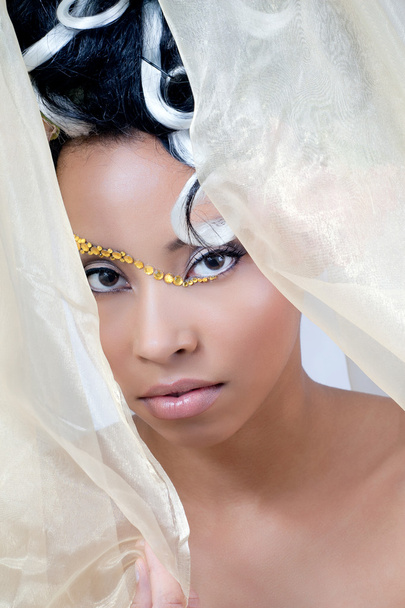 Beautiful young bride looking through veil - Photo, image