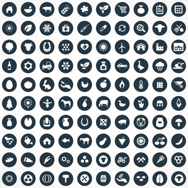100 agriculture, farm icons se - Vector, Image