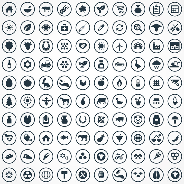 100 agriculture, farm icons se - Vector, Image