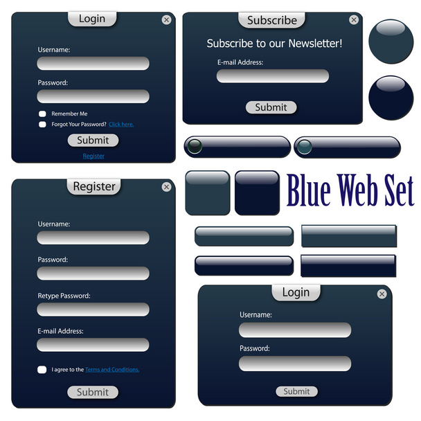 dunkelblaue Webformen - Vektor, Bild
