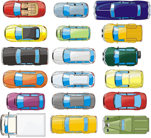 Автомобили с видом сверху
 - Вектор,изображение