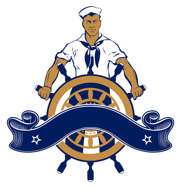 Emblema homem marinheiro
 - Vetor, Imagem