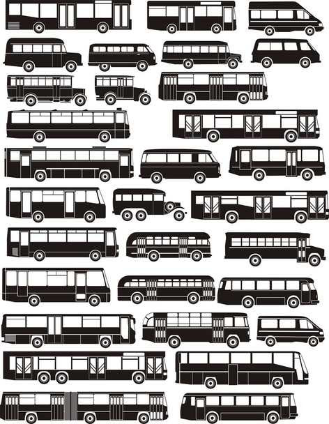 Reihe von Bus-Silhouetten - Vektor, Bild