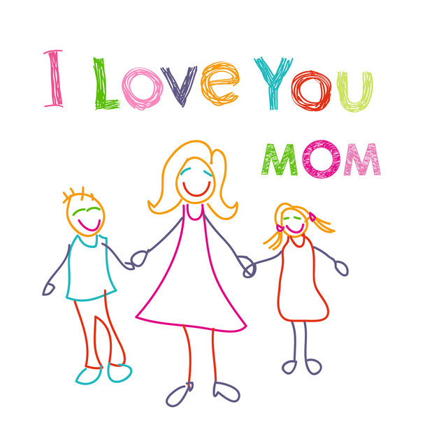 Je t'aime maman carte doodle
 - Vecteur, image