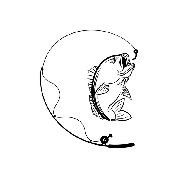 Basszus horgászzsinór művészet illusztráció ikon design sablon vektor - Vektor, kép
