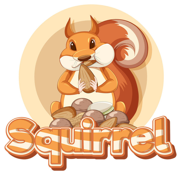 Sticker design with squirrel illustration - Vector, afbeelding