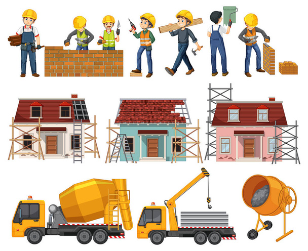 Set of construction site objects illustration - Vecteur, image