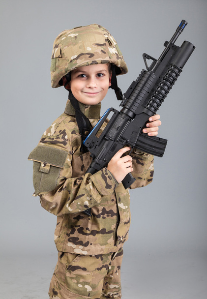 Boy dressed like soldier - Foto, Imagen