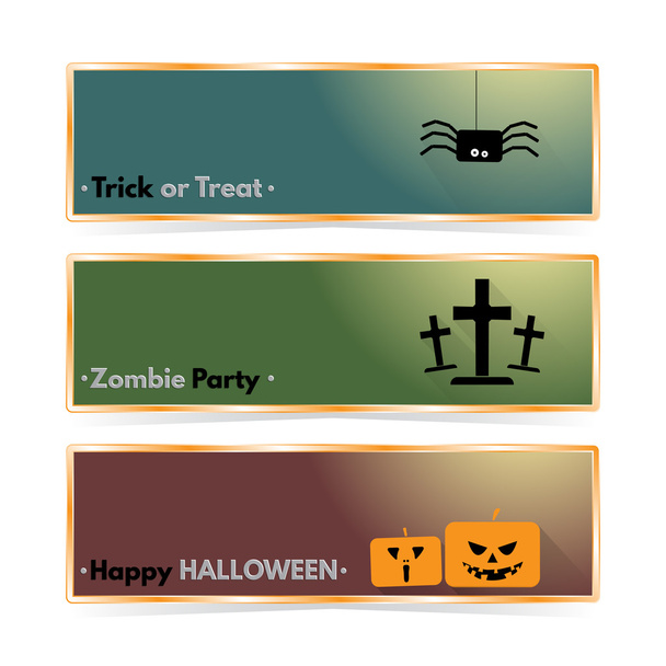 Website spooky header or banner set with Halloween spider and gravestone and gravestone. - Vetor, Imagem
