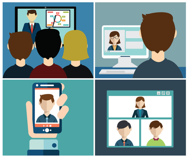 Video conference. Business communication. - Vector, Image