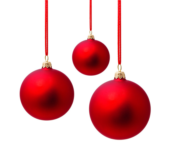 Hunging red christmas ball isolated - Foto, Bild