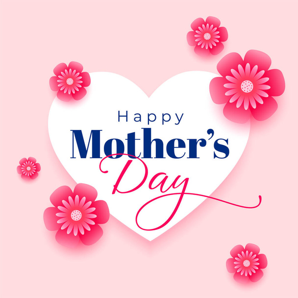 happy mothers day hearts and flowers lovely greeting design - Vecteur, image