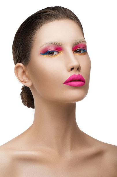 Beautiful woman with pink makeup - 写真・画像