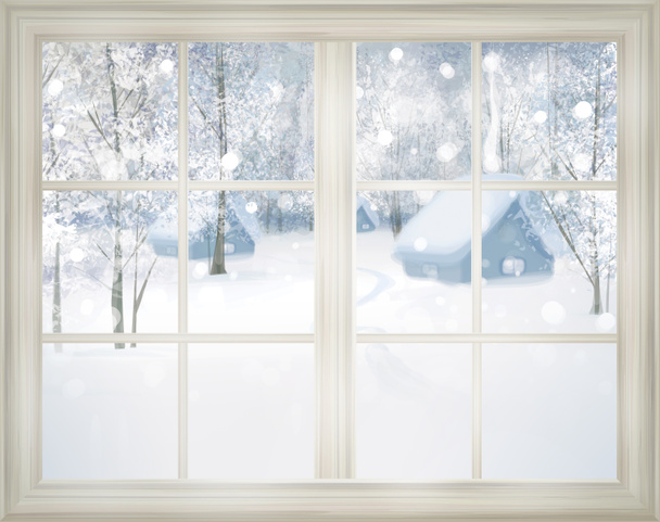 Fenster mit Winterblick - Foto, Bild