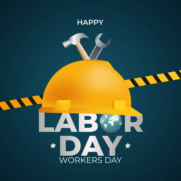 Happy Labor Day of international workers day in 1st May on equipments isolated background - Vektor, obrázek