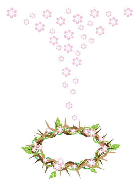 Fresh Leaves Falling to A Crown of Thorns - Vector, Image