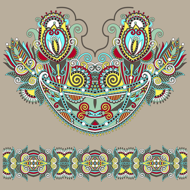 Neckline ornate floral paisley embroidery fashion design, ukrain - Vektori, kuva