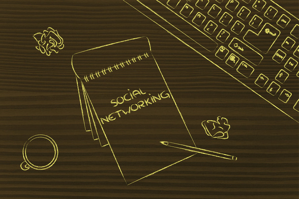 desk with keybord, coffee and business documents - Φωτογραφία, εικόνα