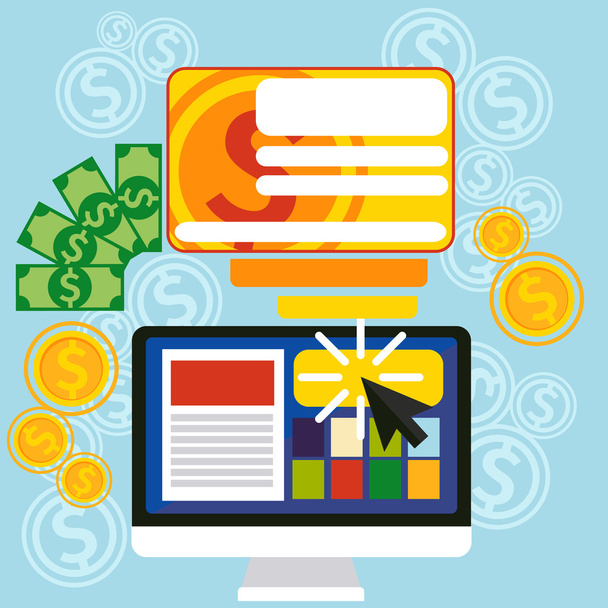 Pay per click internet advertising model - Vector, Imagen