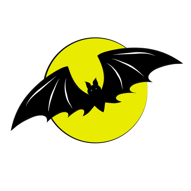 Bat flying with a full moon in the white background. - Photo, Image