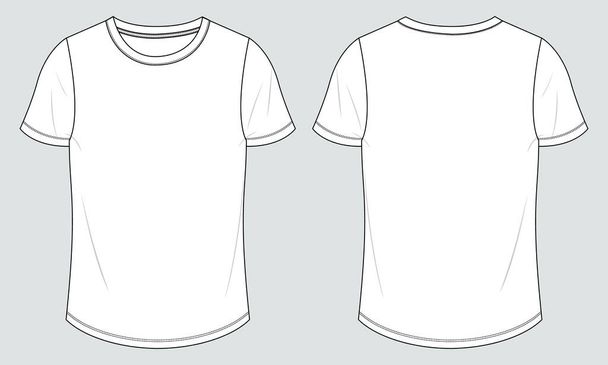 Camiseta Plano bosquejo vector ilustración plantilla vista frontal y trasera - Vector, imagen