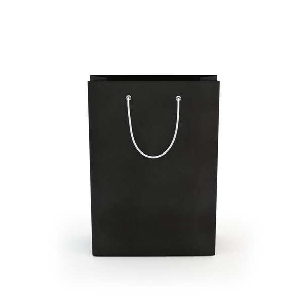 Zwarte papieren zak, geïsoleerd - Foto, afbeelding