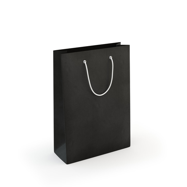 Zwarte papieren zak, geïsoleerd - Foto, afbeelding