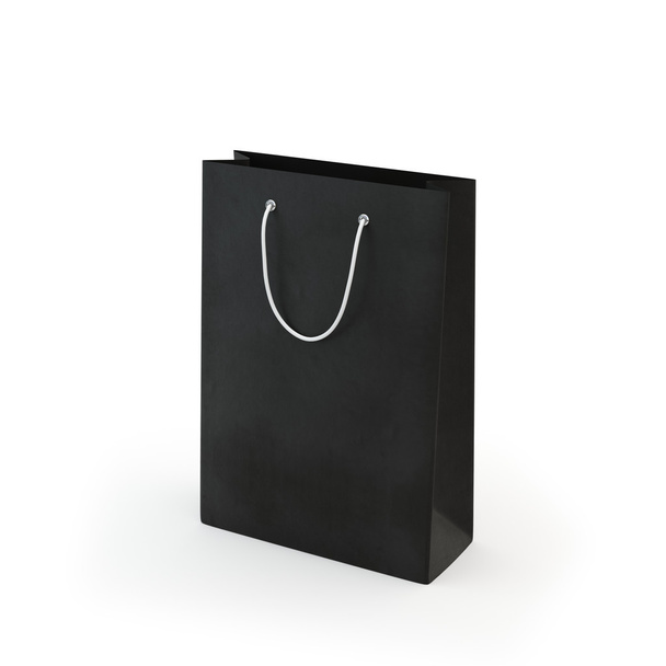Černá papírový sáček, izolované - Fotografie, Obrázek