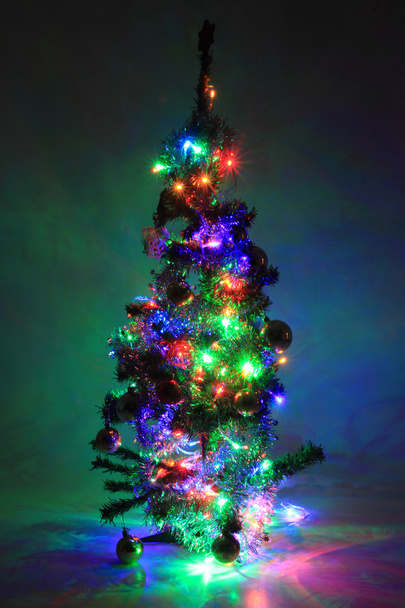 christmas tree from the color lights  - Fotoğraf, Görsel