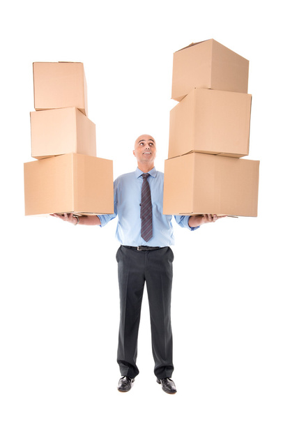 hombre de negocios con cajas
 - Foto, Imagen