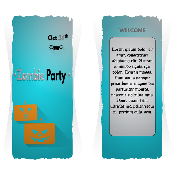 Website gruselige Header oder Banner-Set mit Halloween-Spinne und Grabstein und Grabstein - Vektor, Bild