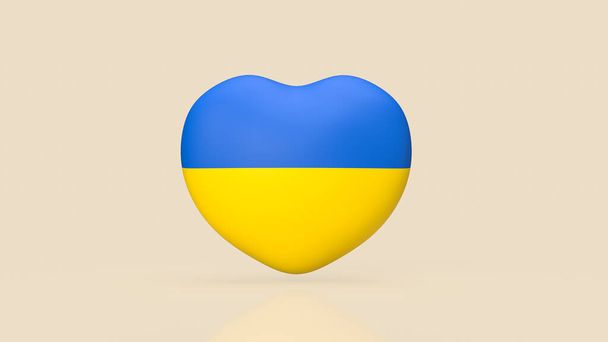 3d coração rezar para a Ucrânia paz e salvar a Ucrânia da Rússia - Foto, Imagem