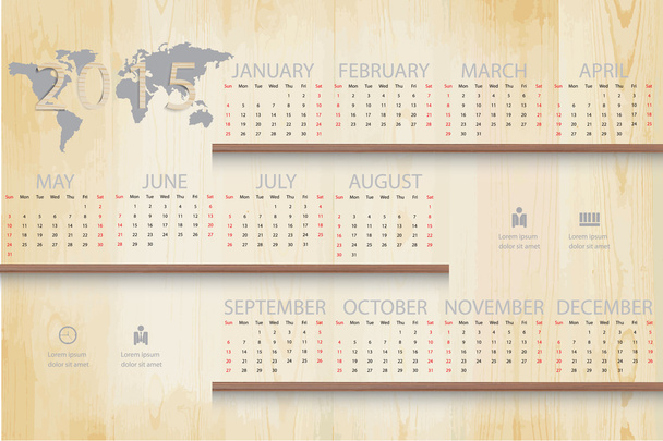 Simple calendar on shelf wood background and business icon. - Vektor, obrázek