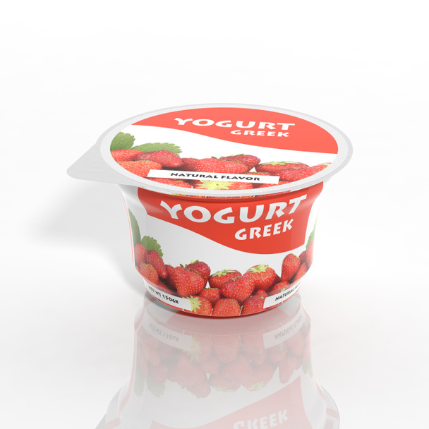 Conteneur en plastique de yaourt 3D isolé sur blanc
 - Photo, image