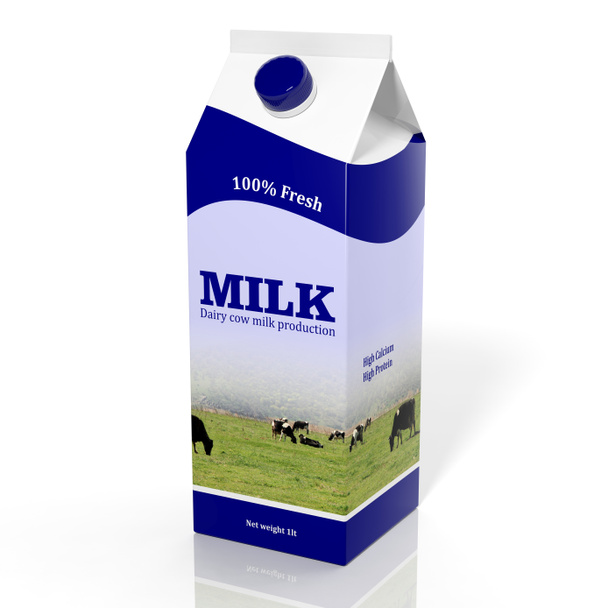 3D milk carton box isolated on white - Foto, Imagem